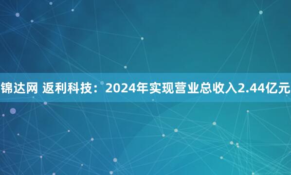 锦达网 返利科技：2024年实现营业总收入2.44亿元