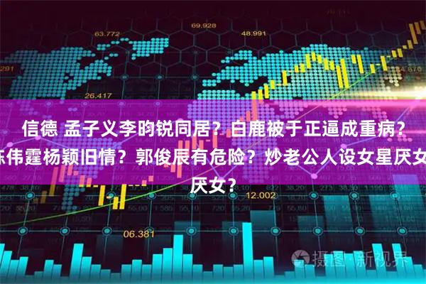信德 孟子义李昀锐同居?白鹿被于正逼成重病?陈伟霆杨颖旧情?郭俊辰有危险?炒老公人设女星厌女?
