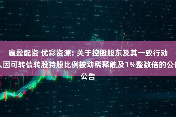 赢盈配资 优彩资源: 关于控股股东及其一致行动人因可转债转股持股比例被动稀释触及1%整数倍的公告