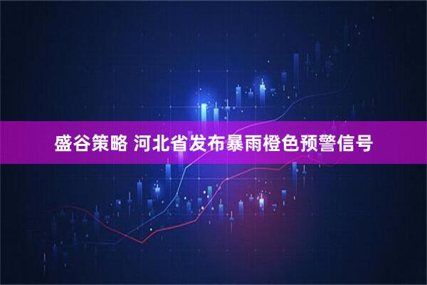 盛谷策略 河北省发布暴雨橙色预警信号